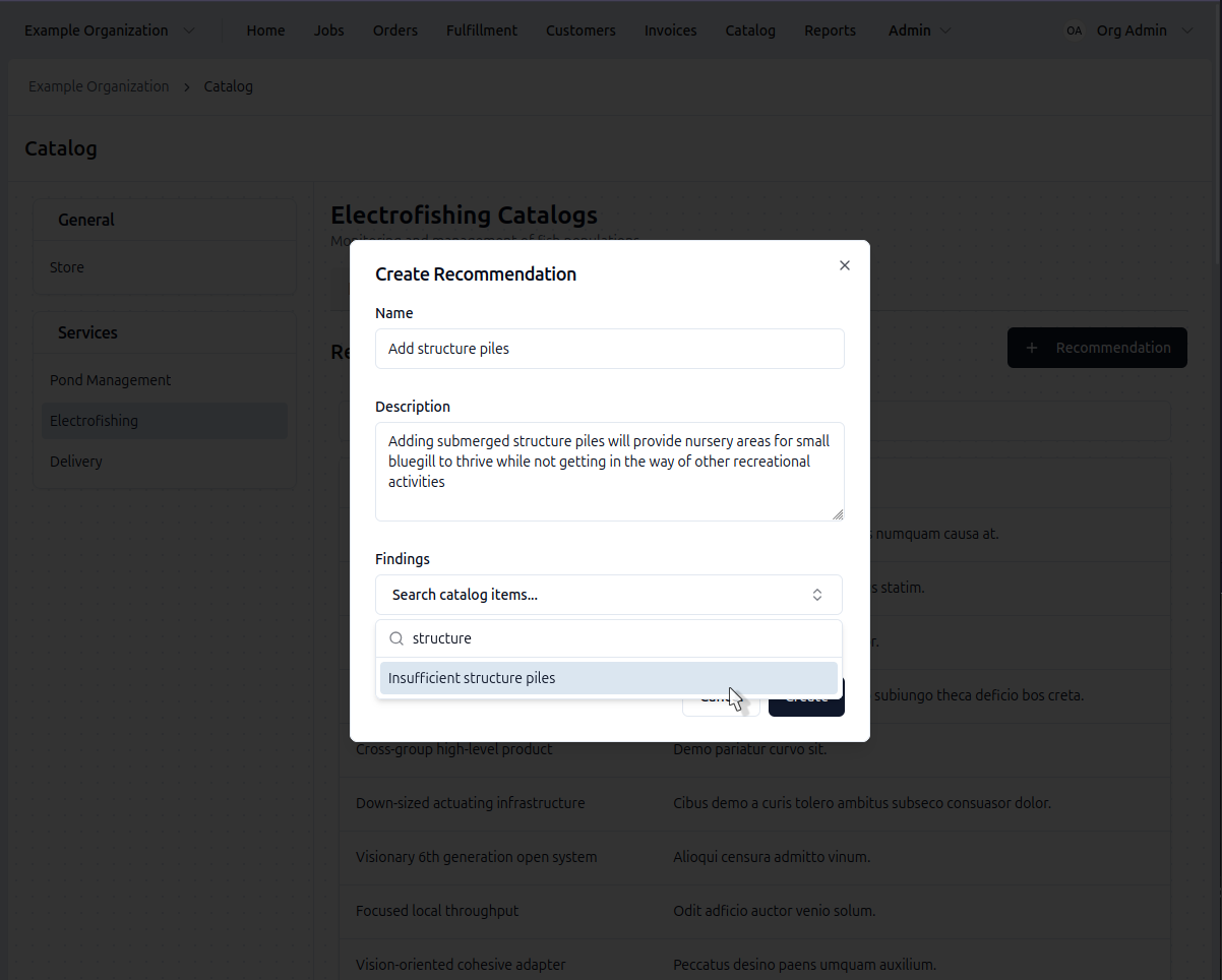 Creating a recommendation
