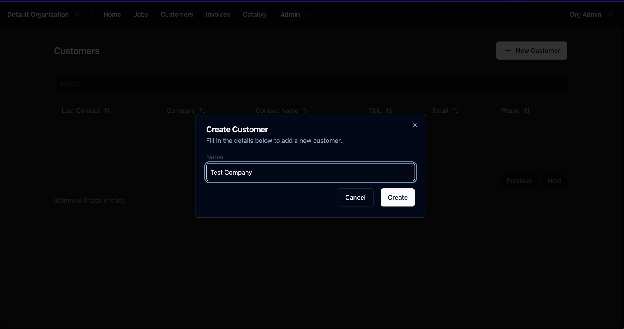 Creating a new customer