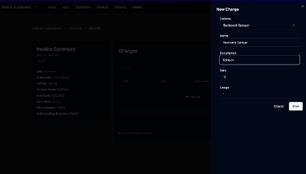 Add charges to invoice