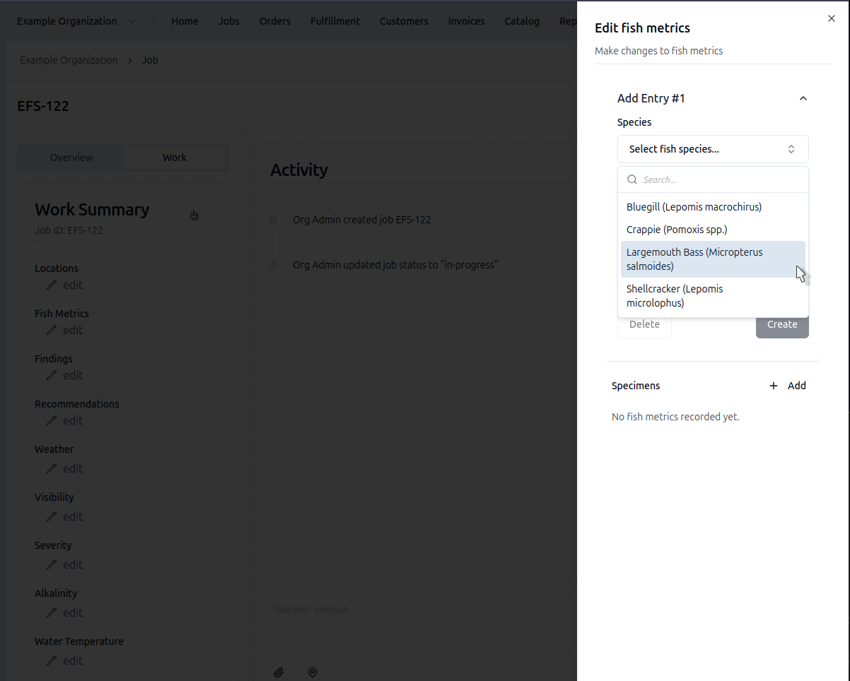 Selecting species