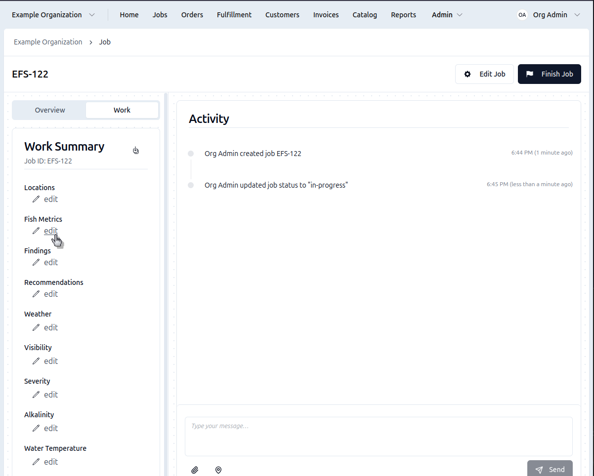 Work summary panel